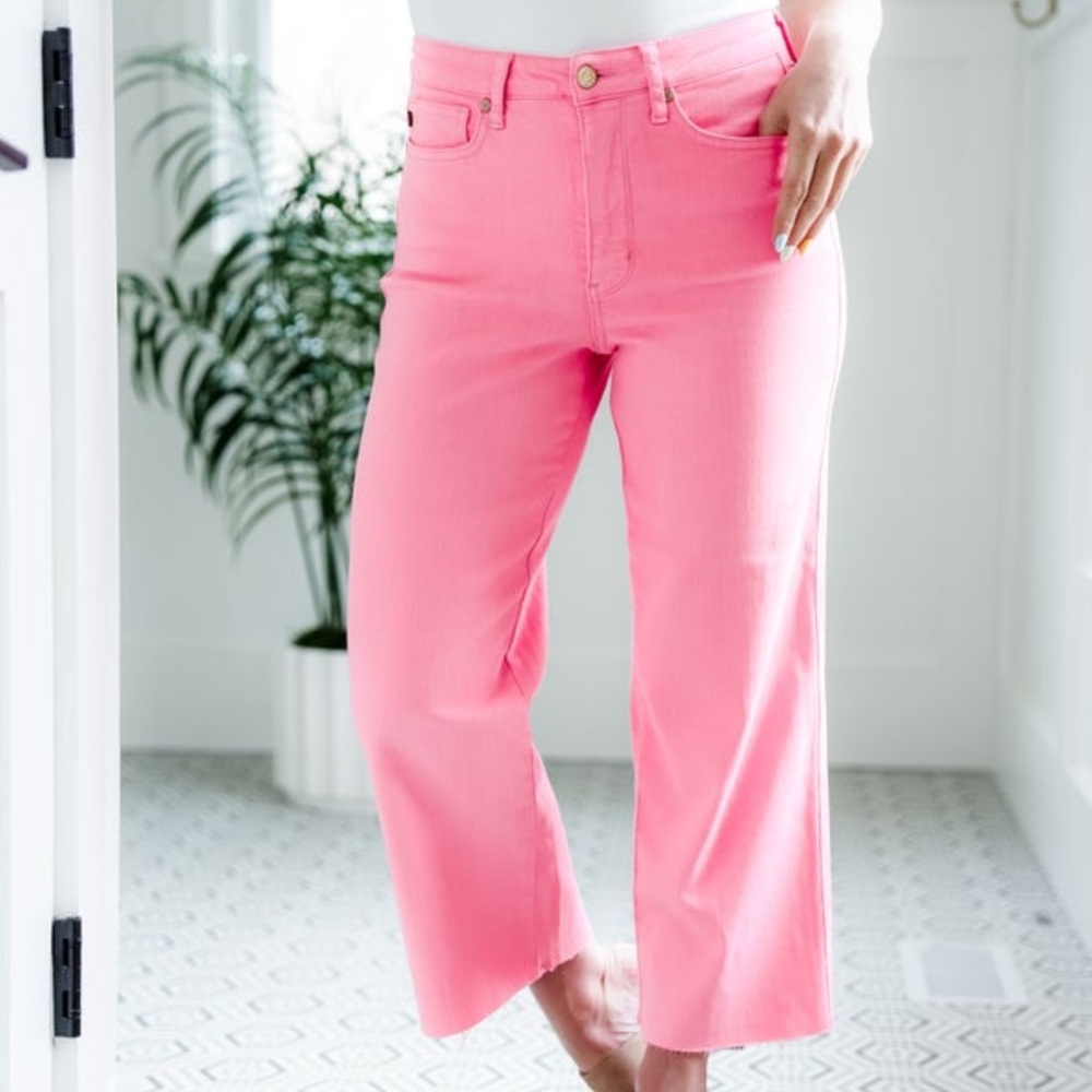 Judy Blue High Waist Tummy Control Wide Leg Crop